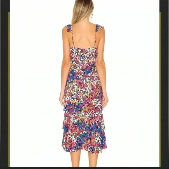 Majorelle Nolita Ruffle Floral Midi Dress in Patchwork Multi LIKE NEW - Picture 5 of 6